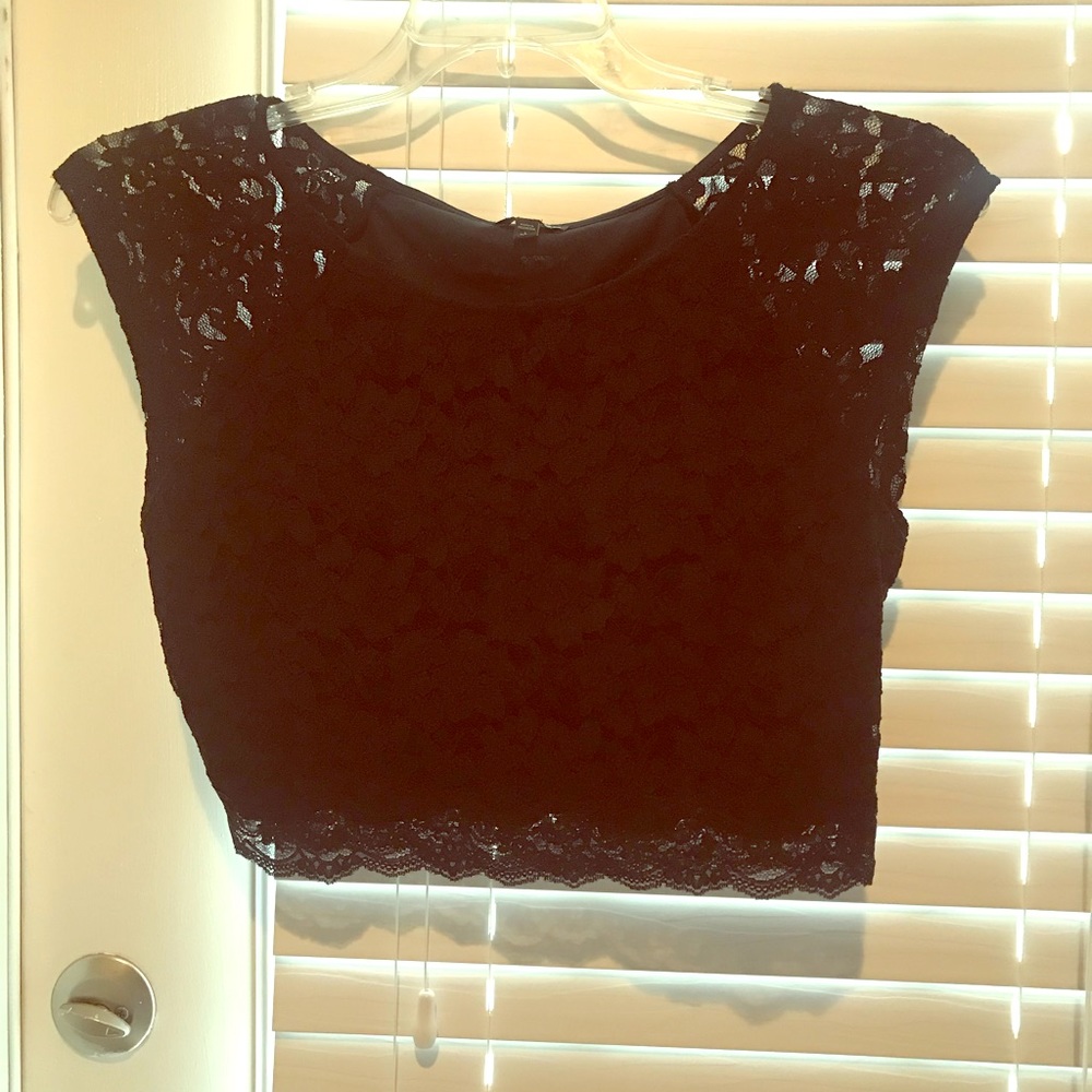 Black lace crop top